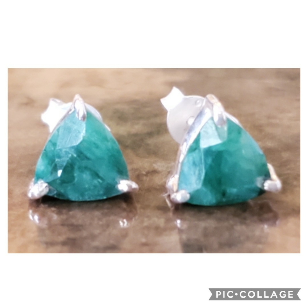 Genuine 2ct Columbian Emerald Earrings